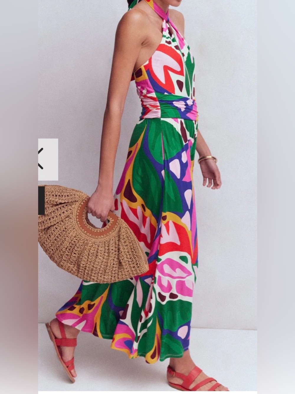 Boden Sydney Green & Multicolor Twist Halter Maxi Dress - Picture 4 of 16